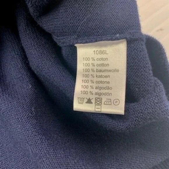 LACOSTE Mens V Neck Cotton Pullover Sweater Size 6 Navy - Picture 5 of 8